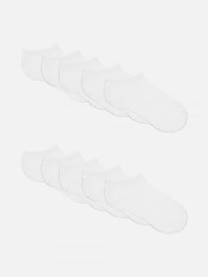 Girls' Primark 10-Pack Sneaker Socks White | 1367-YCVZN
