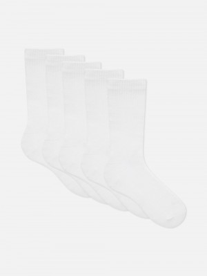 Men's Primark 5-Pack Sports Socks White | 2473-JSAXL