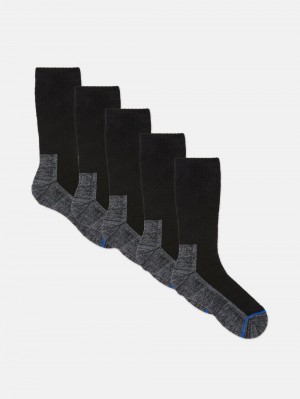 Men's Primark 5-Pack Workwear Socks Black | 8056-RYIDJ