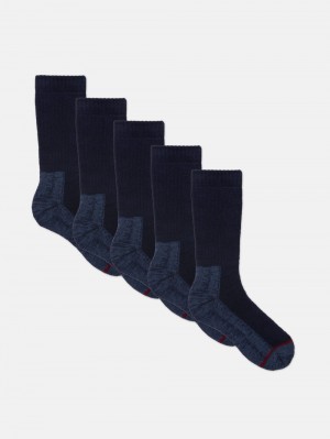 Men's Primark 5-Pack Workwear Socks Navy | 6245-HUMJN
