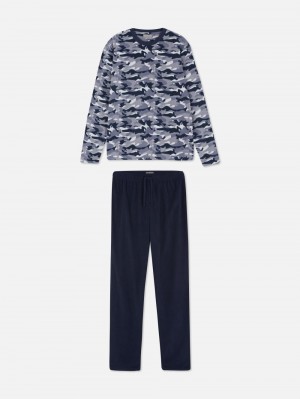 Men's Primark Camo Print Fleece Pyjamas Multi | 8540-VDIAT