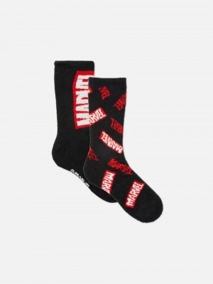 Men's Primark Marvel Logo Fluffy Socks Multi | 6591-LZAYG