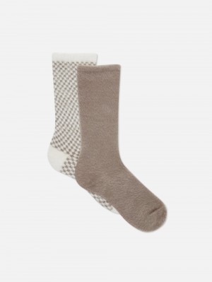 Women's Primark 2-Pack Multi Fluffy Socks Stone | 2385-VCFRL