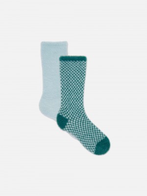 Women's Primark 2-Pack Multi Fluffy Socks Green | 0341-EZXNB