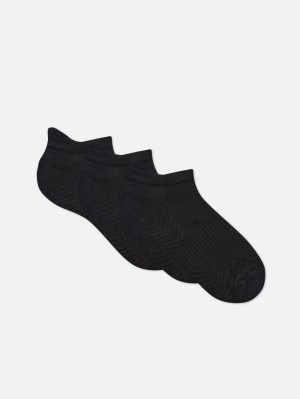 Women's Primark 3-Pack Arch Cushion Sneaker Socks Black | 3791-XEYJT