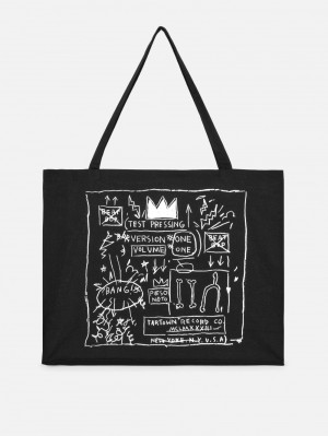 Women's Primark Basquiat XL Canvas Shopper Accessories Black | 4378-LNRGA