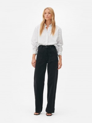 Women's Primark Cotton Rich Wide Leg Jeans Black | 9154-NLKXA