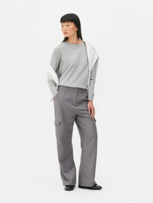 Women's Primark Crew Neck Fine Knit Sweaters Gray | 0937-HOLIN