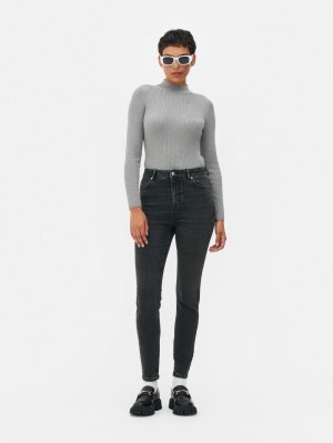 Women's Primark High Waist Skinny Jeans Barely Black | 8273-XSTQM
