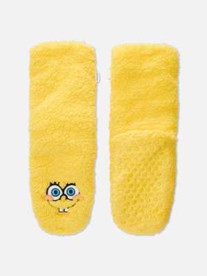Women's Primark SpongeBob Square Pants Slipper Socks Yellow | 5428-ESQVR