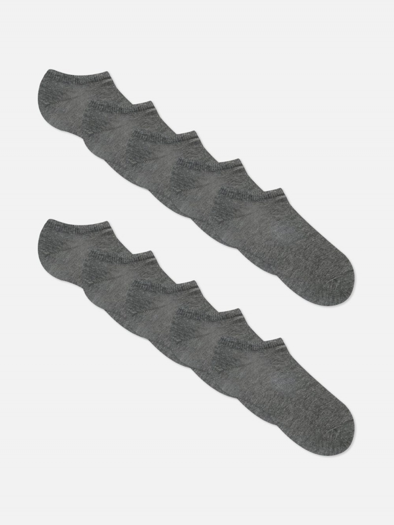 Boys\' Primark 10-Pack Sneaker Socks Gray | 6789-IGRPF