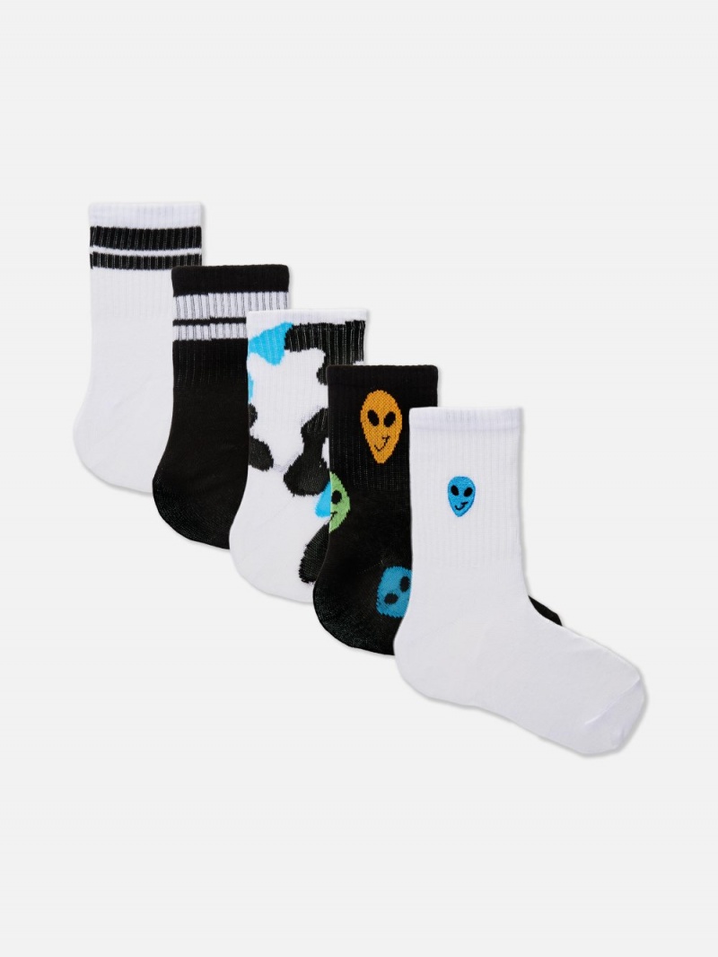 Boys\' Primark 5-Pack Alien Ribbed Ankle Socks Multi | 1285-JAVLW