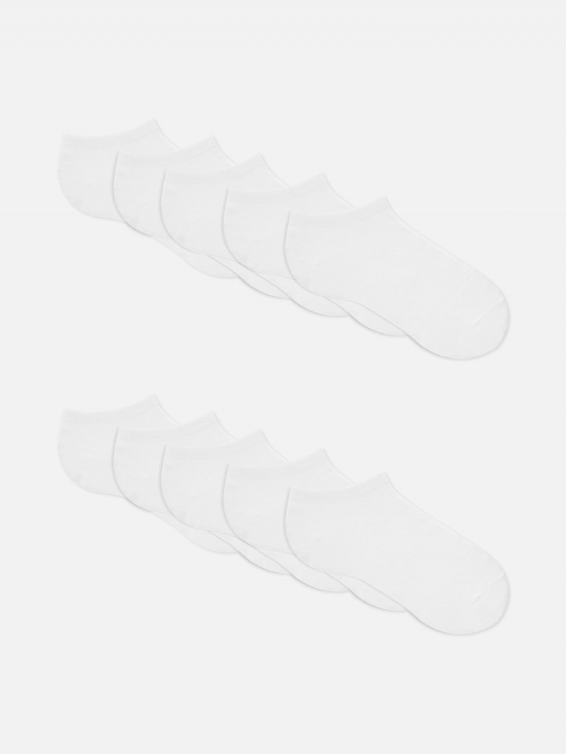 Girls\' Primark 10-Pack Sneaker Socks White | 1367-YCVZN