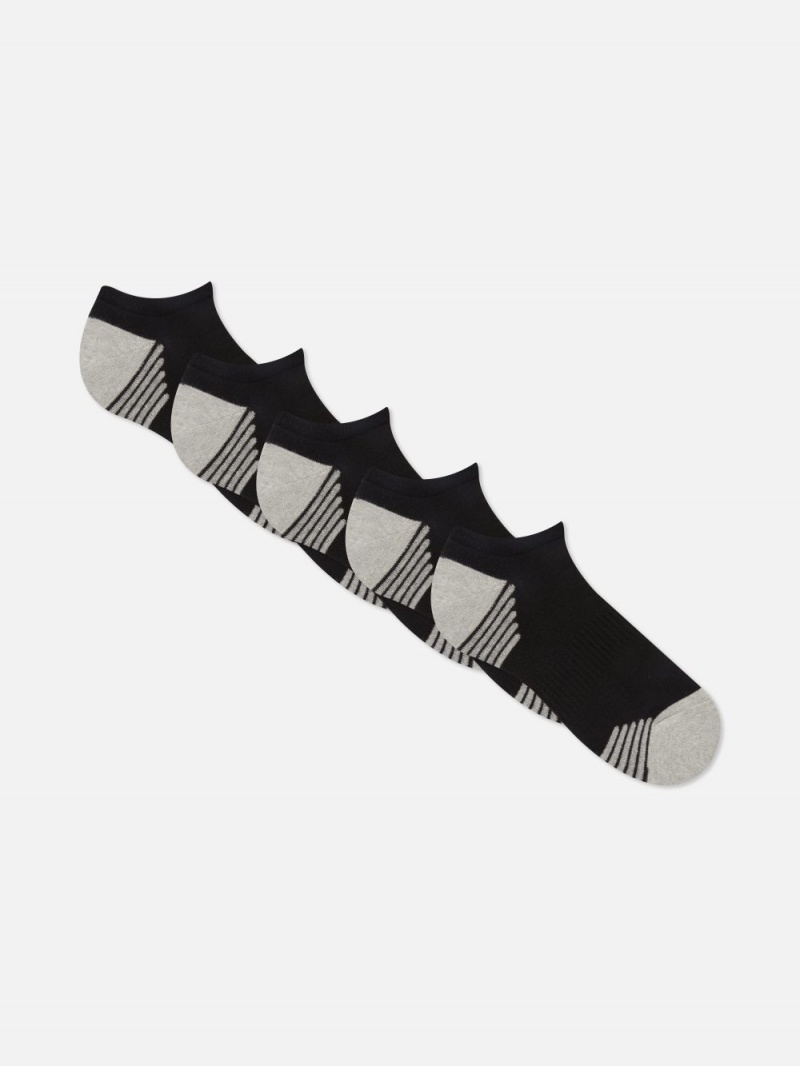 Men\'s Primark 5-Pack Sneaker Socks Black | 1023-IPZXH