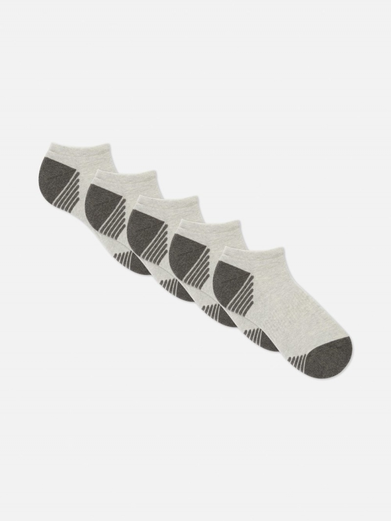 Men\'s Primark 5-Pack Sneaker Socks Gray | 1495-UHRTI