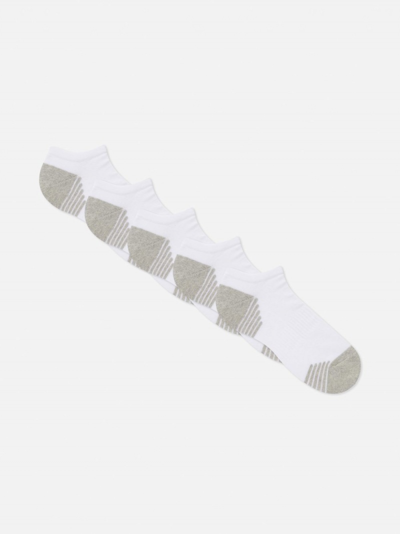 Men\'s Primark 5-Pack Sneaker Socks White | 4825-GCTRK